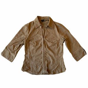 H&M Women's Short Sleeve Brown Cotton Blouse